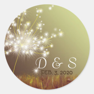 Sticker Rond Glittery Dandelion Mariage Faveur
