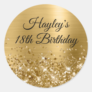 Sticker Rond Glittery Gold Foil 18e anniversaire