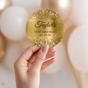 Sticker Rond Glittery Gold Foil 75e anniversaire
