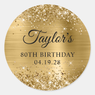 Sticker Rond Glittery Gold Foil 80e anniversaire