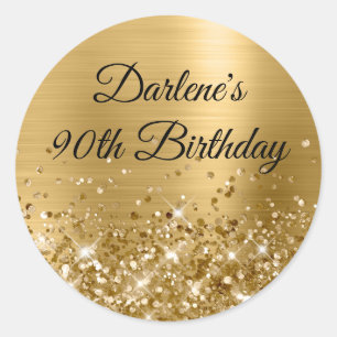 Sticker Rond Glittery Gold Foil 90e anniversaire