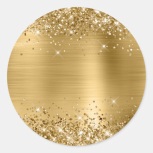 Sticker Rond Glittery Gold Foil Blu