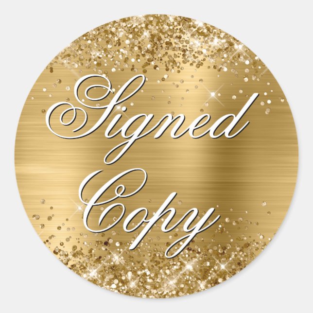 Sticker Rond Glittery Gold Foil Fancy Signé Copie (Devant)