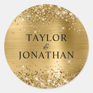 Sticker Rond Glittery Gold Foil mariée et Mariage de chambre