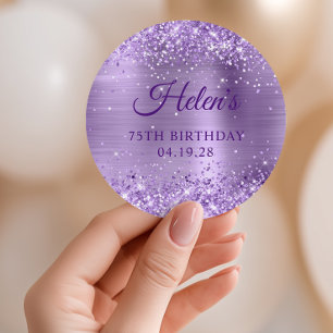 Sticker Rond Glittery Light Purple Foil 75e anniversaire