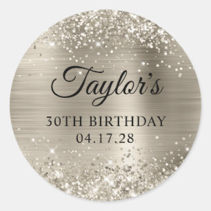 Sticker Rond Glittery Platinum Foil 30e anniversaire