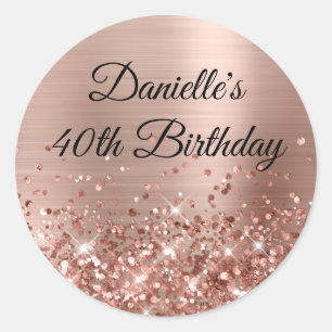 Sticker Rond Glittery Rose Gold Foil 40e anniversaire
