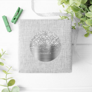 Sticker Rond Glittery Silver Girl Signature Calligraphie