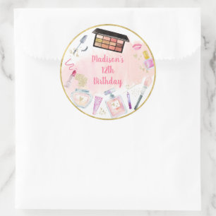 Sticker Rond Glitz & Glam Spa or rose Anniversaire
