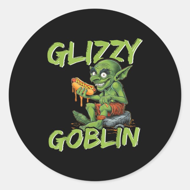 Sticker Rond Glizzy Goblin Funny Glizzy Gobbler Hot Dog Lover  (Devant)