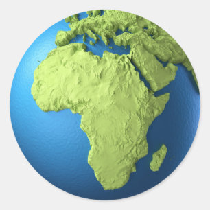 Sticker Rond Globe 3D Isolé Sur Blanc. Afrique continentale