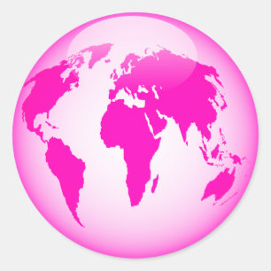 Sticker Rond Globe brillant rose