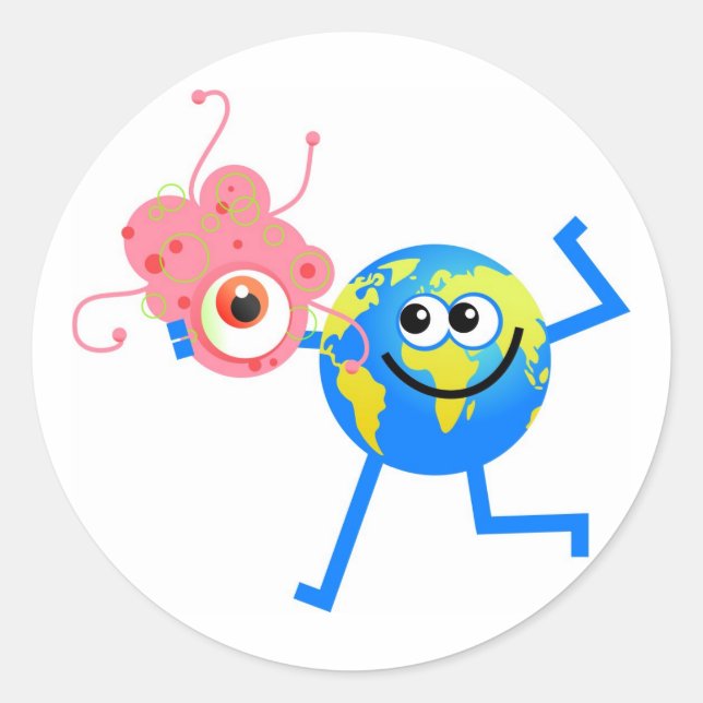 Sticker Rond Globe de bactéries (Devant)