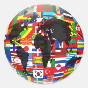 Sticker Rond Globe de drapeau
