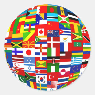 Sticker Rond Globe de drapeau