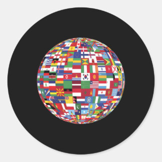 Sticker Rond Globe Des Drapeaux Carte Mondiale Atlas