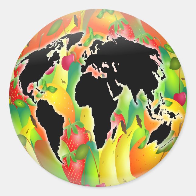 Sticker Rond Globe des fruits (Devant)