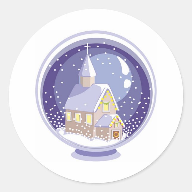 Sticker Rond Globe des neiges de l'église (Devant)