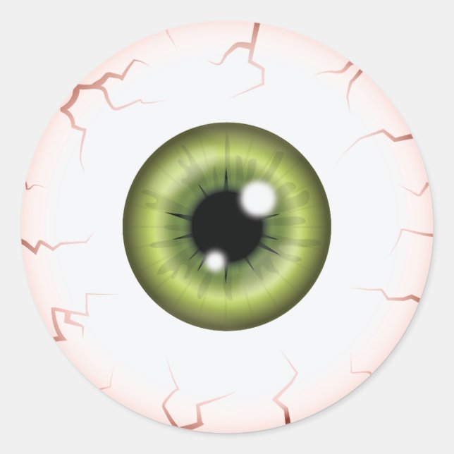 Sticker Rond Globe oculaire Iris vert effrayant injecté de sang (Devant)