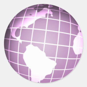 Sticker Rond Globe pourpre