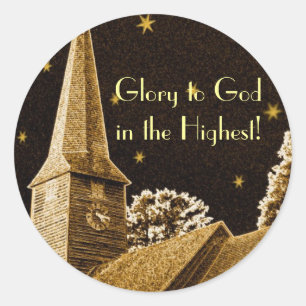 Sticker Rond Gloire à Dieu dans le plus haut !