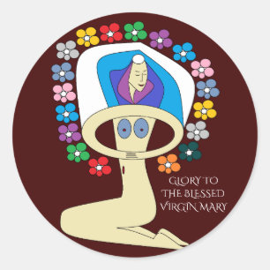 STICKER ROND GLOIRE À LA VIERGE BÉNÉFICIÉE MARY