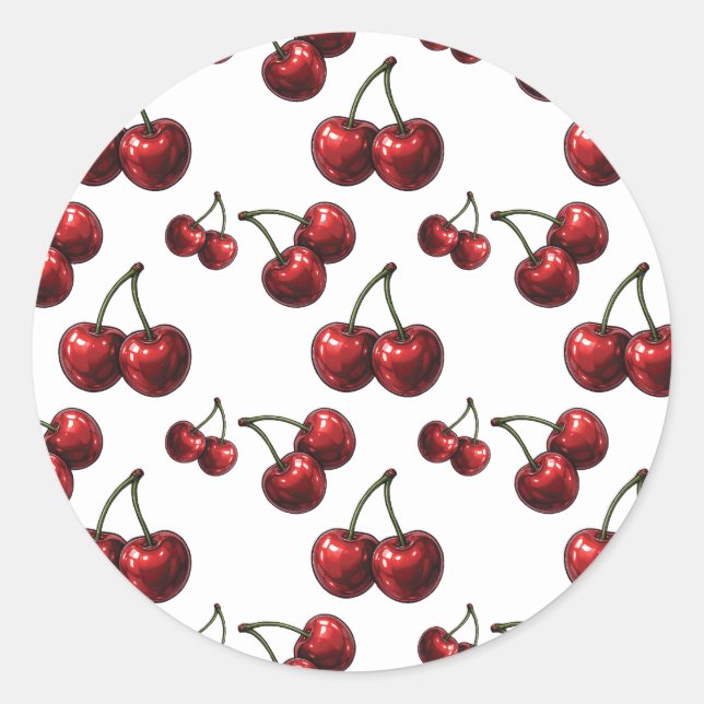 Sticker Rond Glossy Rouge cerises Retro Glam (Devant)