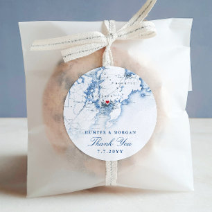 Sticker Rond Gloucester Cape Ann Elegant Marine Wedding Favor