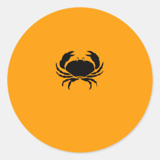 Sticker Rond Glow océanique_Crabe noir sur orange