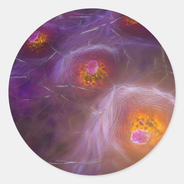 Sticker Rond Glowing Cellular Network Abstract Art (Devant)