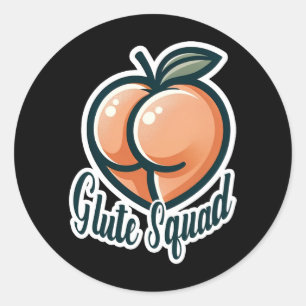 Sticker Rond Glute Squad Peach Butt Glutes Fitness