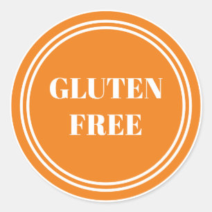 Sticker Rond Gluten Free Allergy Safe Orange Simple