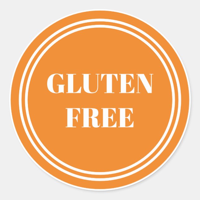 Sticker Rond Gluten Free Allergy Safe Orange Simple (Devant)