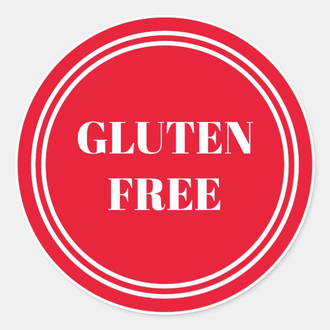 Sticker Rond Gluten Free Allergy Safe Red Simple Classic Round (Devant)
