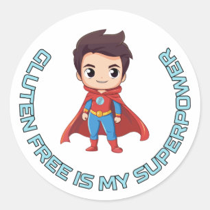Sticker Rond Gluten Free est ma super-puissance - Comic Hero Ce