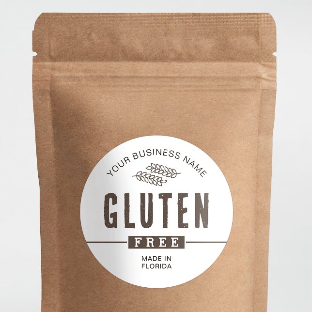 Sticker Rond Gluten Gratuit Desserts Modernes Boulangerie Étiqu (Use this no gluten product label on any type of product and promote your gluten-free range)