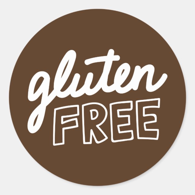 Sticker Rond Gluten Typographie Brown Et Blanche Gratuite (Devant)