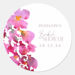 Sticker Rond Glycine Pourpre Aquarelle Mariage Personnalisé