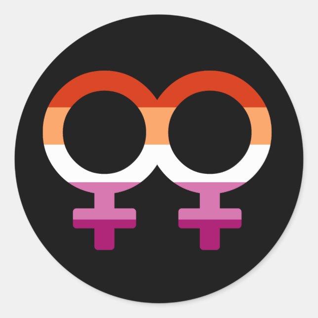 Sticker Rond Glyphes lesbiens | Lesbian (Devant)
