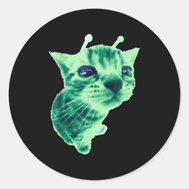 Sticker Rond Gnarp Chat Silly Alien Chat Mème Brainrot Mème Drô (Devant)