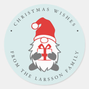 Sticker Rond Gnome amusant avec le présent et la Monnaie du cha