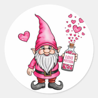 Sticker Rond gnome avec potion d'amour noël