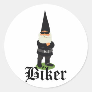 Sticker Rond Gnome Biker