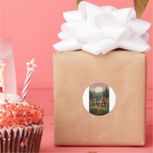 Sticker Rond Gnome & Champignons Magie