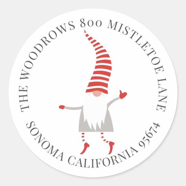 Sticker Rond Gnome Christmas Retourner l'adresse Enveloppe Scea (Devant)