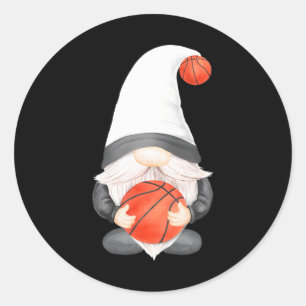 Sticker Rond Gnome De Basketball Drôle Pour Les Joueurs De Bask