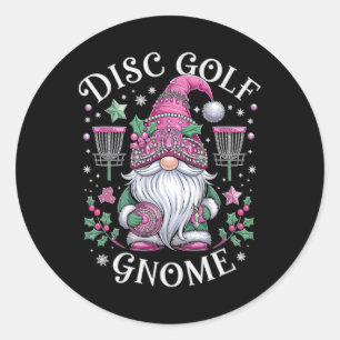 Sticker Rond Gnome de Golf à Disque Esprit de Noël Ambiance de