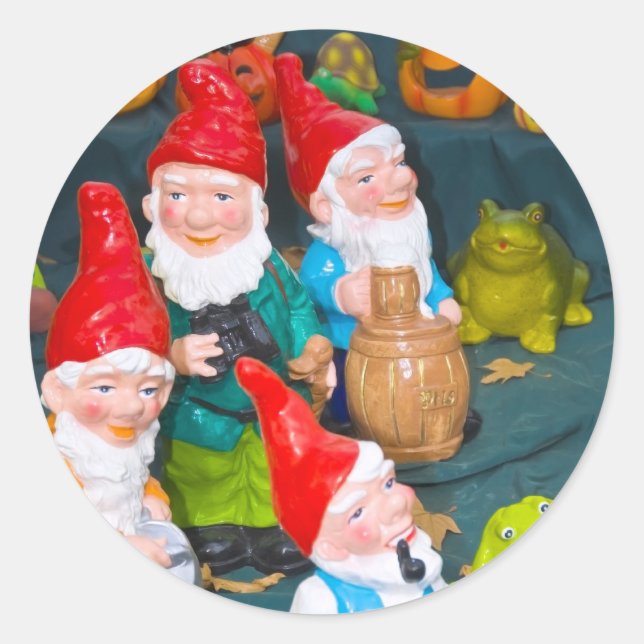 Sticker Rond Gnome de jardin (Devant)