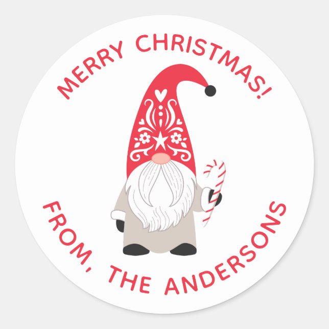 Sticker Rond Gnome de Noël personnalisée (Devant)