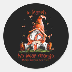 Sticker Rond Gnome En Mars Nous Portons Orange Sclérose Multipl